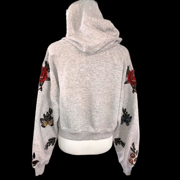 Wrstohvr Worst Behavior cropped hoodie Sz S  butterfly Embroidered sleeves - Picture 3 of 7